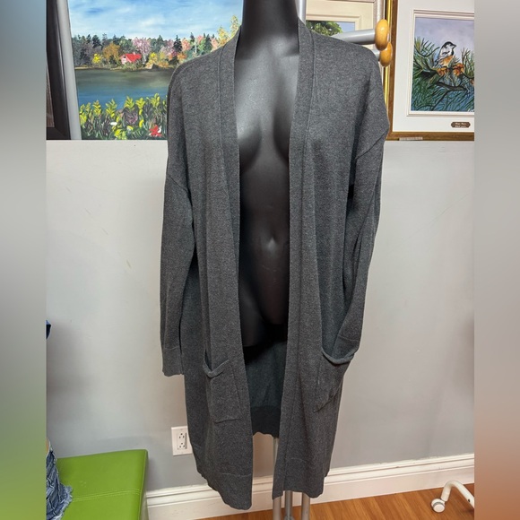 Reitmans Sweaters - Reitmans Charcoal Open-Front Longline Cardigan. EUC . Very long, cozy and soft